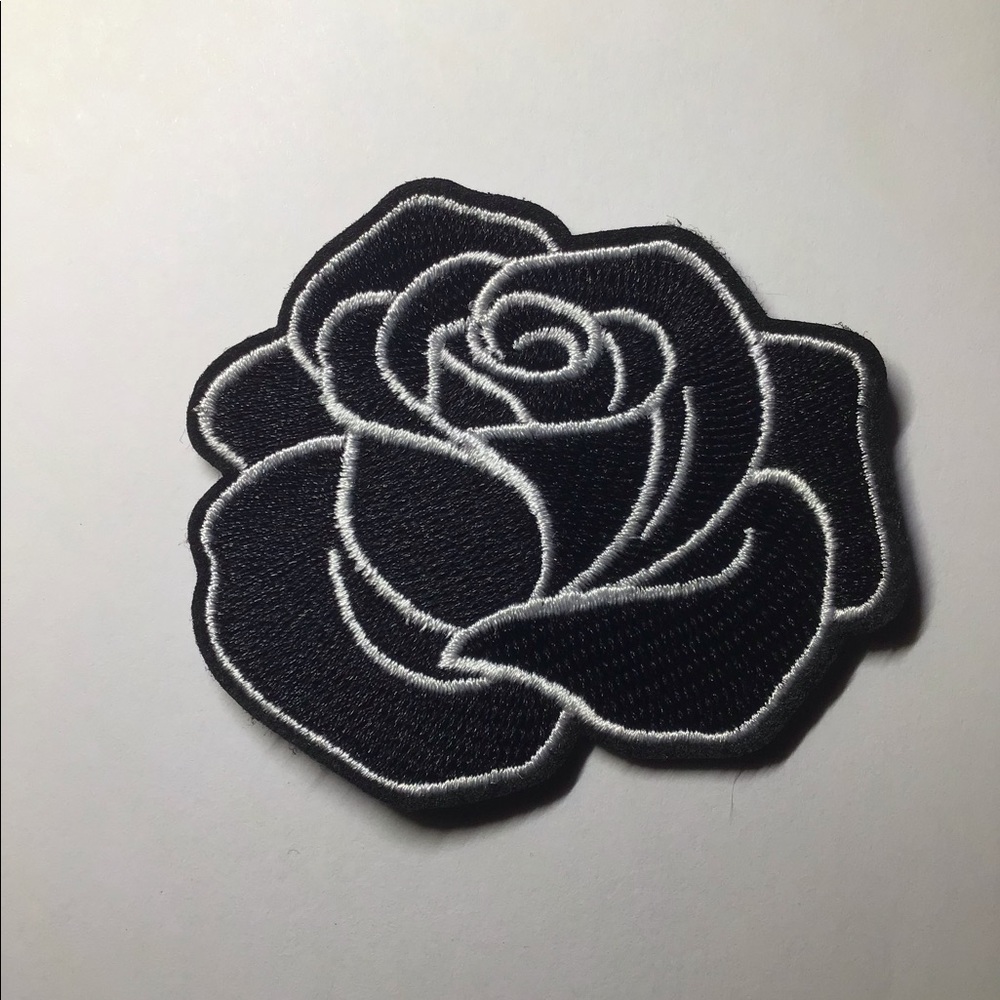 Black rose iron on patch